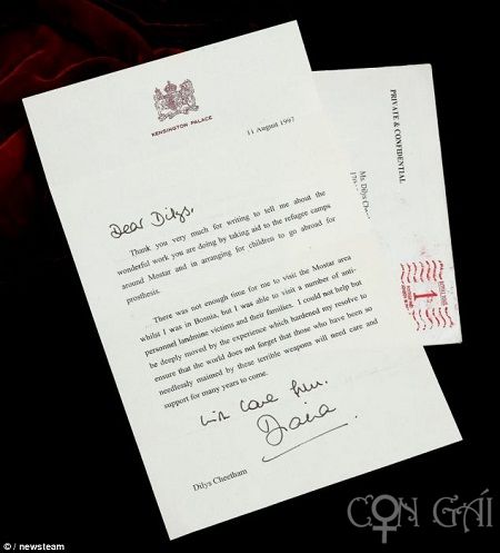 Lá thư của công nương Diana có giá 107 triệu đồng